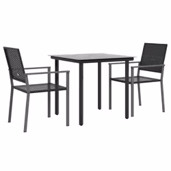 Set da Pranzo da Giardino 3 pz in Polyrattan e Acciaiocod mxl 77274 - Vista aggiuntiva 3