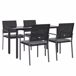 Set Pranzo da Giardino 5pz con Cuscini in Polyrattan e Acciaiocod mxl 124537 - Vista aggiuntiva 3