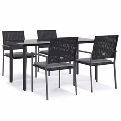 Set Pranzo da Giardino 5pz con Cuscini in Polyrattan e Acciaiocod mxl 76653 - Vista aggiuntiva 2