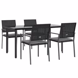 Set Pranzo da Giardino 5pz con Cuscini in Polyrattan e Acciaiocod mxl 76653 - Vista aggiuntiva 3