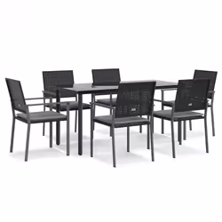 Set Pranzo da Giardino 7 pz con Cuscini in Polyrattan e Acciaiocod mxl 100589 - Vista aggiuntiva 2