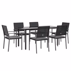Set Pranzo da Giardino 7 pz con Cuscini in Polyrattan e Acciaiocod mxl 100589 - Vista aggiuntiva 3