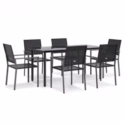 Set da Pranzo da Giardino 7 pz in Polyrattan e Acciaiocod mxl 125202 - Vista aggiuntiva 2