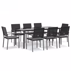 Set Pranzo da Giardino 9 pz con Cuscini in Polyrattan e Acciaiocod mxl 100594 - Vista aggiuntiva 2