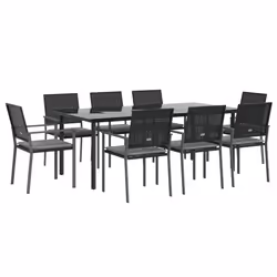 Set Pranzo da Giardino 9 pz con Cuscini in Polyrattan e Acciaiocod mxl 100594 - Vista aggiuntiva 3