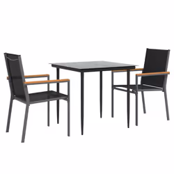 Set da Pranzo da Giardino 3 pz Nero in Textilene e Acciaiocod mxl 76623 - Vista aggiuntiva 3