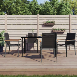 Set da Pranzo da Giardino 5 pz Nero in Textilene e Acciaiocod mxl 124542