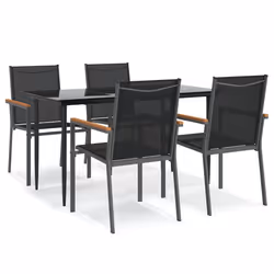 Set da Pranzo da Giardino 5 pz Nero in Textilene e Acciaiocod mxl 124542 - Vista aggiuntiva 2