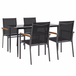 Set da Pranzo da Giardino 5 pz Nero in Textilene e Acciaiocod mxl 124542 - Vista aggiuntiva 3