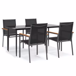 Set da Pranzo da Giardino 5 pz Nero in Textilene e Acciaiocod mxl 124548 - Vista aggiuntiva 2