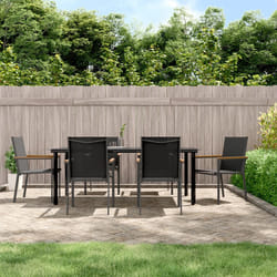 Set da Pranzo da Giardino 7 pz Nero in Textilene e Acciaiocod mxl 100644