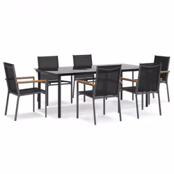 Set da Pranzo da Giardino 7 pz Nero in Textilene e Acciaiocod mxl 100644 - Vista aggiuntiva 2