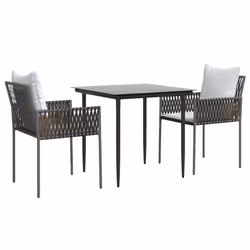 Set Pranzo da Giardino 3pz con Cuscini in Polyrattan e Acciaiocod mxl 124565 - Vista aggiuntiva 3
