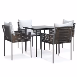 Set Pranzo da Giardino 5pz con Cuscini in Polyrattan e Acciaiocod mxl 76634 - Vista aggiuntiva 2
