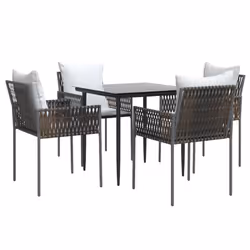 Set Pranzo da Giardino 5pz con Cuscini in Polyrattan e Acciaiocod mxl 76634 - Vista aggiuntiva 3