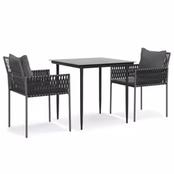 Set Pranzo da Giardino 3pz con Cuscini in Polyrattan e Acciaiocod mxl 100597 - Vista aggiuntiva 2