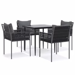 Set Pranzo da Giardino 5pz con Cuscini in Polyrattan e Acciaiocod mxl 76627 - Vista aggiuntiva 2