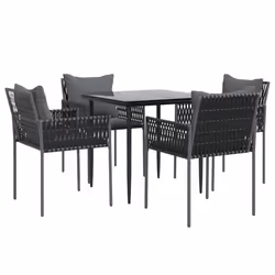 Set Pranzo da Giardino 5pz con Cuscini in Polyrattan e Acciaiocod mxl 76627 - Vista aggiuntiva 3