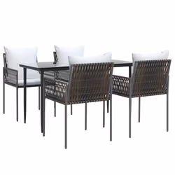 Set Pranzo da Giardino 5pz con Cuscini in Polyrattan e Acciaiocod mxl 100598 - Vista aggiuntiva 3