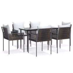 Set Pranzo da Giardino 7 pz con Cuscini in Polyrattan e Acciaiocod mxl 124557 - Vista aggiuntiva 2