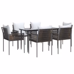 Set Pranzo da Giardino 7 pz con Cuscini in Polyrattan e Acciaiocod mxl 124557 - Vista aggiuntiva 3