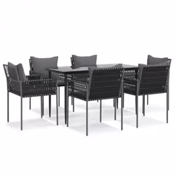 Set Pranzo da Giardino 7 pz con Cuscini in Polyrattan e Acciaiocod mxl 124545 - Vista aggiuntiva 2