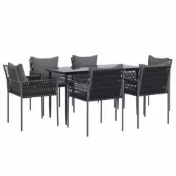 Set Pranzo da Giardino 7 pz con Cuscini in Polyrattan e Acciaiocod mxl 124545 - Vista aggiuntiva 3