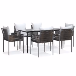 Set Pranzo da Giardino 7 pz con Cuscini in Polyrattan e Acciaiocod mxl 100641 - Vista aggiuntiva 2