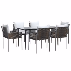 Set Pranzo da Giardino 7 pz con Cuscini in Polyrattan e Acciaiocod mxl 100641 - Vista aggiuntiva 3