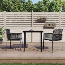 Set Pranzo Giardino 3 pz con Cuscini Polyrattan e Acciaio Nerocod mxl 76636