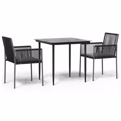 Set Pranzo Giardino 3 pz con Cuscini Polyrattan e Acciaio Nerocod mxl 76636 - Vista aggiuntiva 2