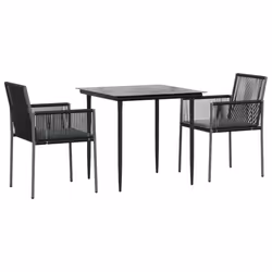 Set Pranzo Giardino 3 pz con Cuscini Polyrattan e Acciaio Nerocod mxl 76636 - Vista aggiuntiva 3