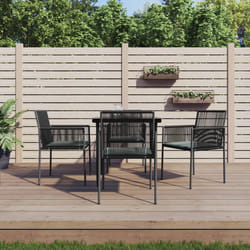 Set Pranzo Giardino 5 pz con Cuscini Polyrattan e Acciaio Nerocod mxl 100607