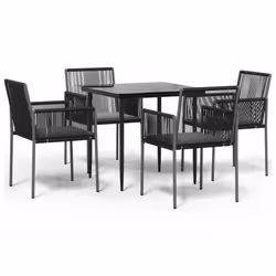 Set Pranzo Giardino 5 pz con Cuscini Polyrattan e Acciaio Nerocod mxl 100607 - Vista aggiuntiva 2