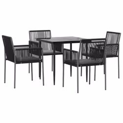 Set Pranzo Giardino 5 pz con Cuscini Polyrattan e Acciaio Nerocod mxl 100607 - Vista aggiuntiva 3