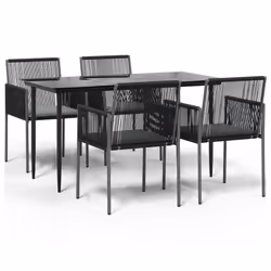 Set Pranzo Giardino 5 pz con Cuscini Polyrattan e Acciaio Nerocod mxl 77228 - Vista aggiuntiva 2