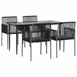 Set Pranzo Giardino 5 pz con Cuscini Polyrattan e Acciaio Nerocod mxl 77228 - Vista aggiuntiva 3