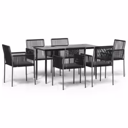Set Pranzo Giardino 7 pz con Cuscini Polyrattan e Acciaio Nerocod mxl 124558 - Vista aggiuntiva 2