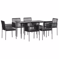 Set Pranzo Giardino 7 pz con Cuscini Polyrattan e Acciaio Nerocod mxl 124558 - Vista aggiuntiva 3