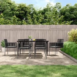 Set Pranzo Giardino 7 pz con Cuscini Polyrattan e Acciaio Nerocod mxl 100621
