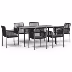 Set Pranzo Giardino 7 pz con Cuscini Polyrattan e Acciaio Nerocod mxl 100621 - Vista aggiuntiva 2