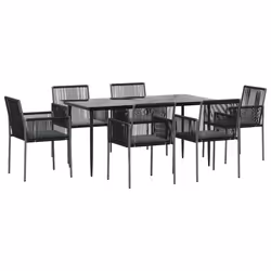 Set Pranzo Giardino 7 pz con Cuscini Polyrattan e Acciaio Nerocod mxl 100621 - Vista aggiuntiva 3