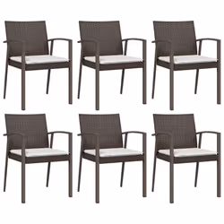 Sedie Giardino con Cuscini 6pz Marroni 56,5x57x83 cm Polyrattancod mxl 70267 - Vista aggiuntiva 2