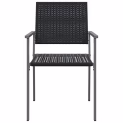 VidaXL 3187083 sedia da esterno Terrazzo Rattan sintetico, Acciaio Nero - Vista aggiuntiva 4