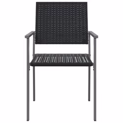 VidaXL 3187084 sedia da esterno Terrazzo Rattan sintetico, Acciaio Nero - Vista aggiuntiva 4
