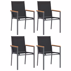 Sedie da Giardino 4 pz Nere 55x61,5x90 cm Textilene e Acciaiocod mxl 94298 - Vista aggiuntiva 2