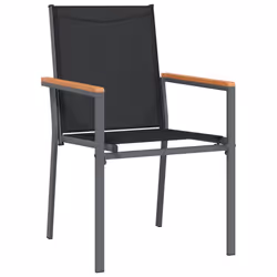 Sedie da Giardino 4 pz Nere 55x61,5x90 cm Textilene e Acciaiocod mxl 94298 - Vista aggiuntiva 3