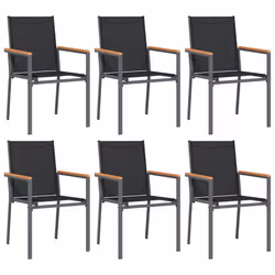 Sedie da Giardino 6 pz Nere 55x61,5x90 cm Textilene e Acciaiocod mxl 70269 - Vista aggiuntiva 2