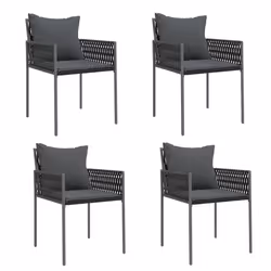 Sedie da Giardino con Cuscini 4pz Nere 54x61x83cm in Polyrattancod mxl 118234 - Vista aggiuntiva 2