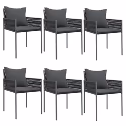 Sedie da Giardino con Cuscini 6pz Nere 54x61x83cm in Polyrattancod mxl 70270 - Vista aggiuntiva 2